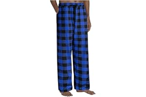 WENKOMG1 PJ Bottoms for Men 100% Cotton Buffalo Plaid Pajama Pants Casual Lounge Pants Baggy Lightweight Comfy Sleepwear