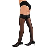 DORALLURE Stay Up Thigh High Stockings for Women Strong Silicone Lace Top Sheer Pantyhose Hold Up Tights
