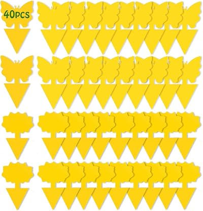 hzzycer Fruit Fly Trap 40 Pack Yellow Sticky Insect Catcher Double-Sided