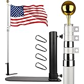 Lupar 20FT Tailgate Flag Pole Package with Heavy Duty Tire Mount, Portable Tailgaters Flagpole Kit with Dual Mounting Options, Black