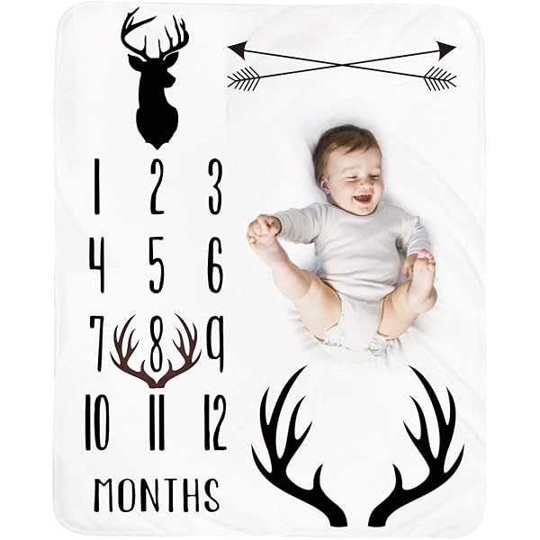 IWOKA Soft Newborn Baby Deer Print Blanket Set - Swaddle Blanket, Bath Towel & Hat (0-24 Months) - View #9
