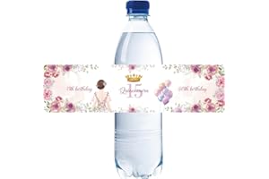ROSTYAKZ 32pcs Pink Quinceanera Water Bottle Labels, Happy 15th Birthday Bottle Wrappers for Girl's Birthday, Mis 15 Quince Water Bottle Stickers, Sweet 15 Birthday Party Decoration