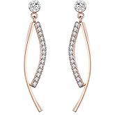 SBLING Platinum-Plated or 18K Gold Plated or 18K Rose Gold Plated Cubic Zirconia Drop Earrings