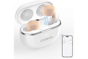 COQOOL Hearing Aids with Bluetooth, Rechargeable Hearing Aids for Seniors with Noise Cancelling, 16-Channels Invisible in-Ear Hearing Assist Devices with Fast Charging Case