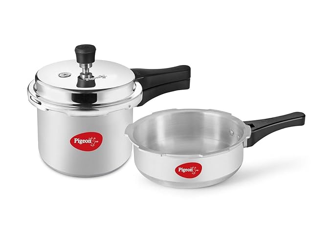 Pigeon by Stovekraft Mini Combi Aluminium Cookware Set, 2-Pieces (2+3 Litres), Silver