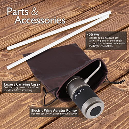 Stainless Steel Electric Wine Aerator - Unique Air Decanter Diffuser System for Red and White Wine - Portable and Automatic Bottle Breather Tap Machine Dispenser Pump - NutriChef - Thumbnail 3