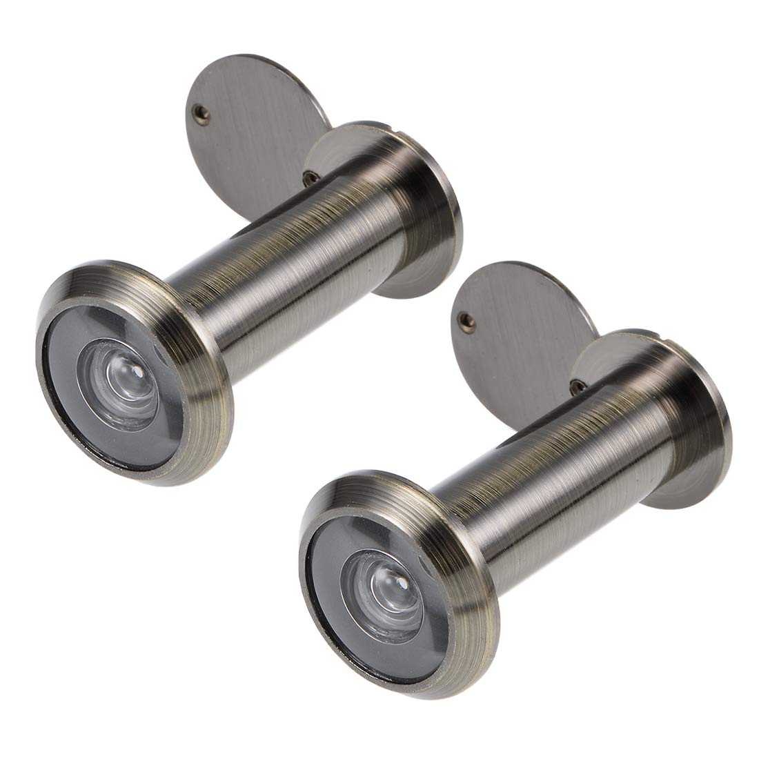 sourcing map Door Viewer, Solid Brass 220-degree Door Viewer Peephole with Cover for 2-1/4 to 4-1/2 Inch Thick Door, Bronze Finish, 2 Pcs