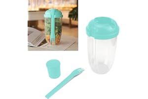 JECCYE Salad Dressing Container to Go - 2022 Keep Fit Salad Meal Shaker Cup with Fork and Salad Dressing Holder, Portable Vegetable Breakfast for Bento Box Lunch(Mint Green)