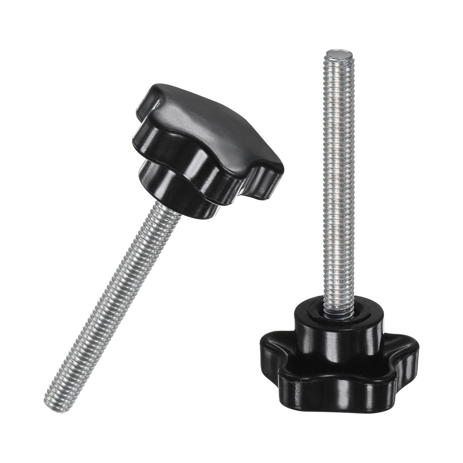 M METERXITY 2-Pack Star Clamping Knobs, M6x50mm Male Thread Hand Tightening Screw for Machinery/Electronic/Furniture/Umbrella Base, Machine Handle Replacement [31mm, Black]