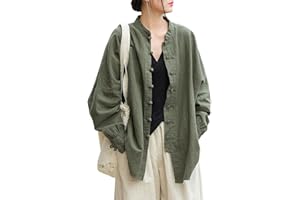 Lazutom Women's Cotton Linen Frog Button Mandarin Collar Top Chinese Martial Arts Kung Fu Tai Chi Shirt Tunic