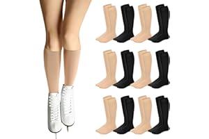 Giegxin 12 Pairs Figure Skating Socks Ice Skating Socks for Girls Women Roller Skate High Tight Knee Light Opaque Nylon Sock 