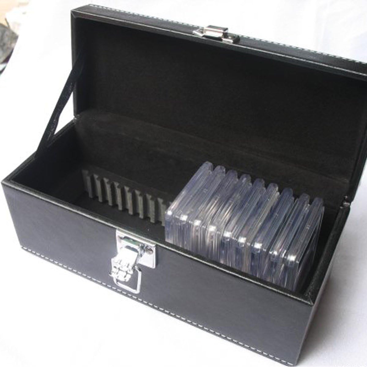 Xiaolanwelc@ Storage Coin Box Certified Coin Holders Slab Jewelry PU Compound Plywood Style Bundle Coins Display Box Case