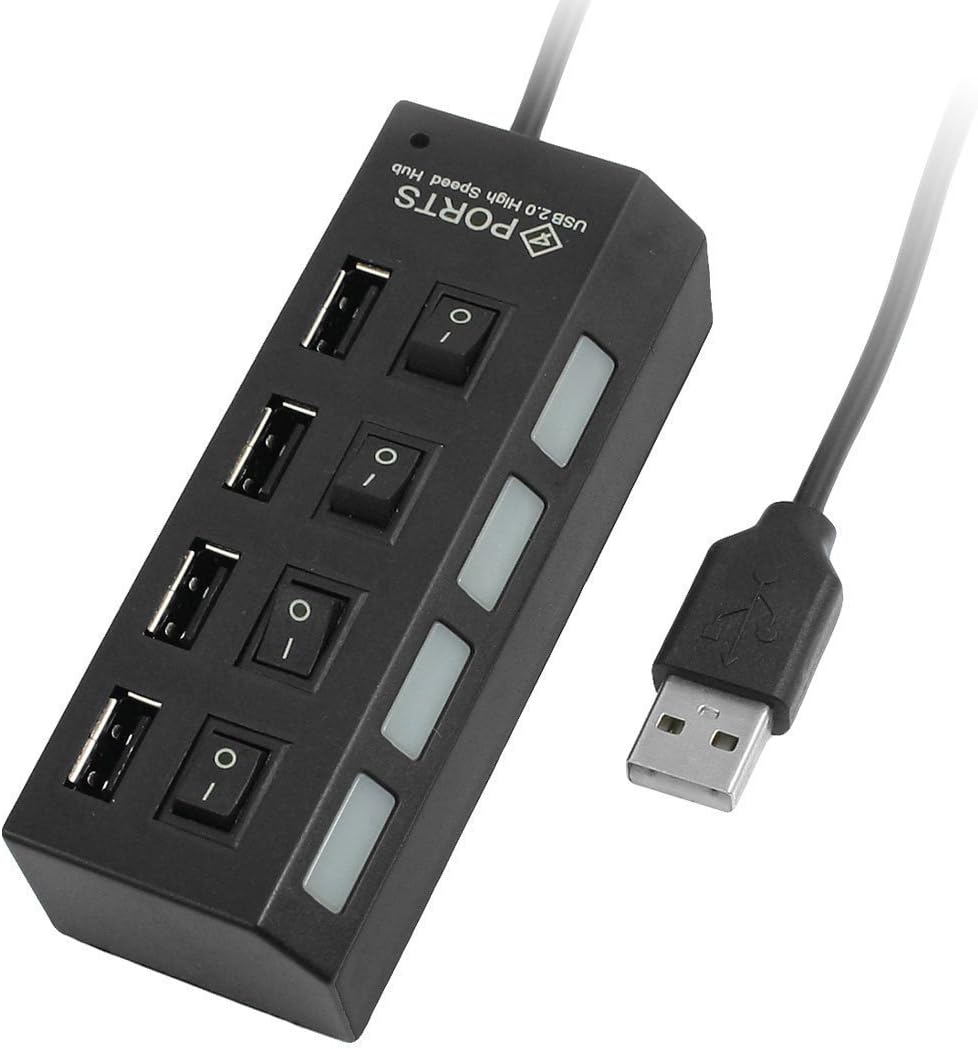 zamp e commerce 4 Port with Individual Switch 3.0 USB Hub (Black)