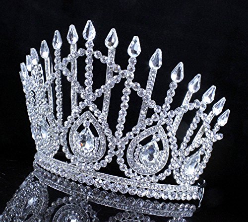 Janefashions Drop Clear Austrian Crystal Rhinestone Tiara With Hair Combs Crown Pageant T800