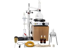 CHERISH XT 500ml Lab Glassware Distillation Kit Essential Oil Distillation Apparatus Lab Glassware Kits Steam Water Distiller Purifier Include 110V Electronic Heating Stove