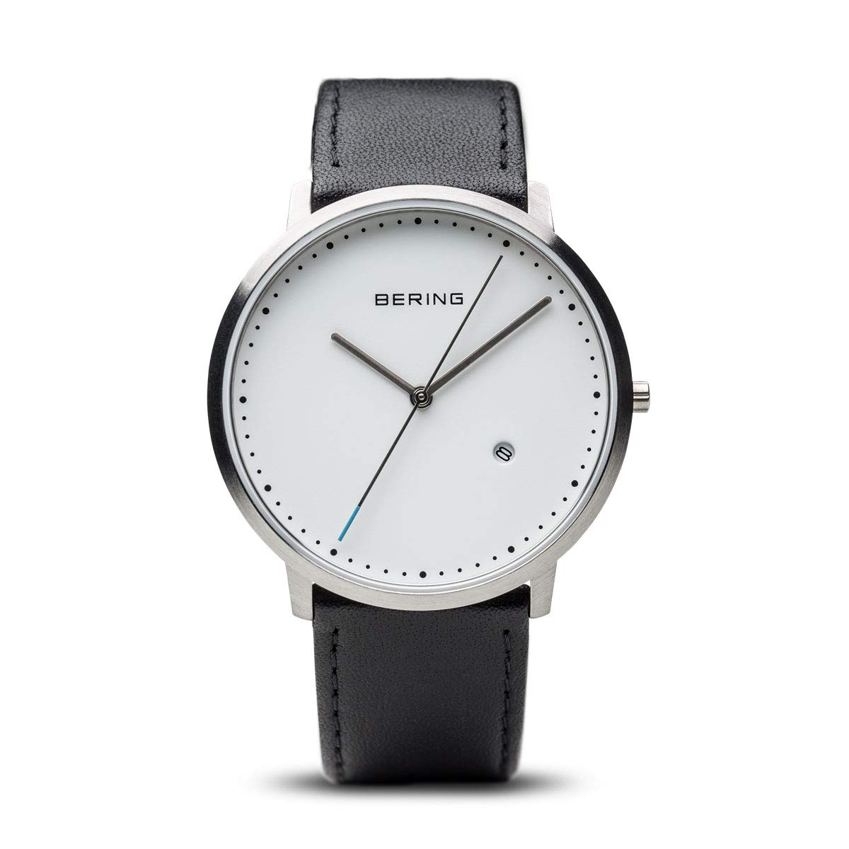 BERING Unisex Quartz Watch, 39 mm Silver Stainless-Steel Case and White Dial, Calfskin Strap, Sapphire Crystal, 3 ATM, 11139-404 — image 1
