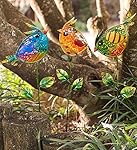 Wind & Weather Colorful Glass Bird Garden Stakes, Set of 3
