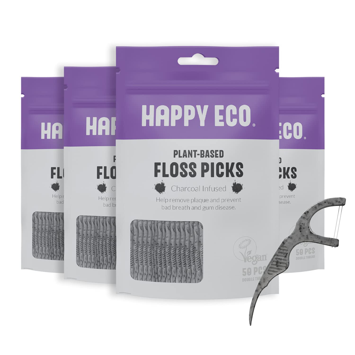 Natural Dental Floss Picks (200 Count) Vegan, Sustainable, Eco