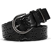 XZQTIVE Women Plus Size Leather Belt for Jeans Dresses Pants Hollow Flower Waist Belts with Solid Pin Buckle