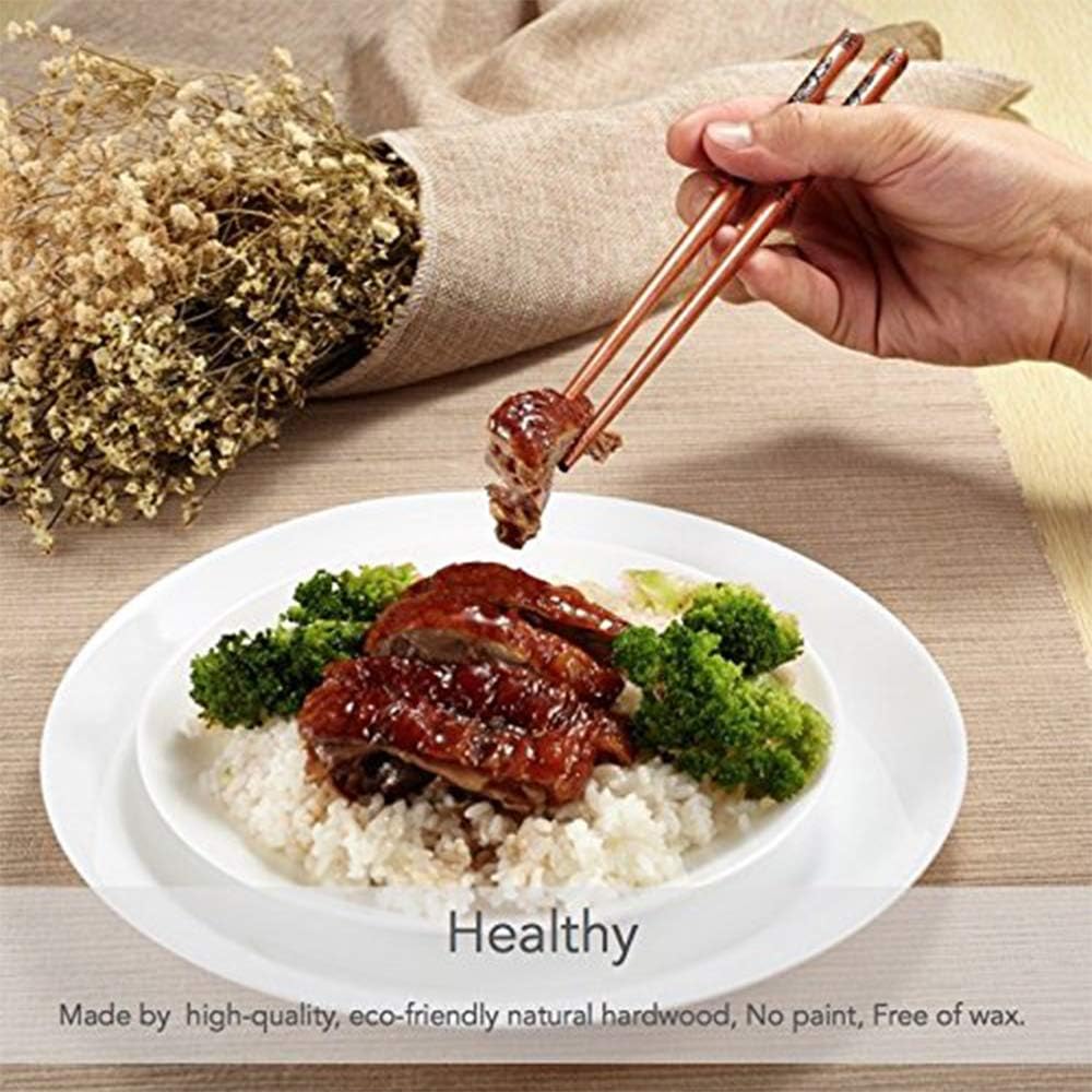 Chopsticks Reusable- Chinese Style, Wooden Dragon and Phoenix Chopsticks with Holder and Carrying Bag - Image 5