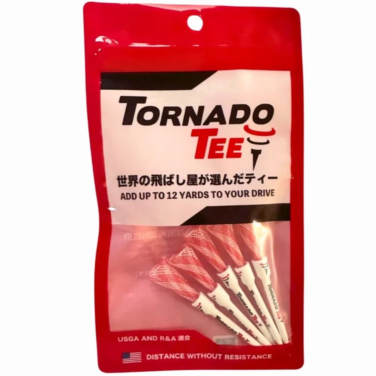 【ジャパンカラー】 TORNADO TEE 正規品 トルネード ティー モノフィラメント構造 ドラコンゴルフティー 2024 5本入 」 RED＆WHITE(3.25インチ)商品画像