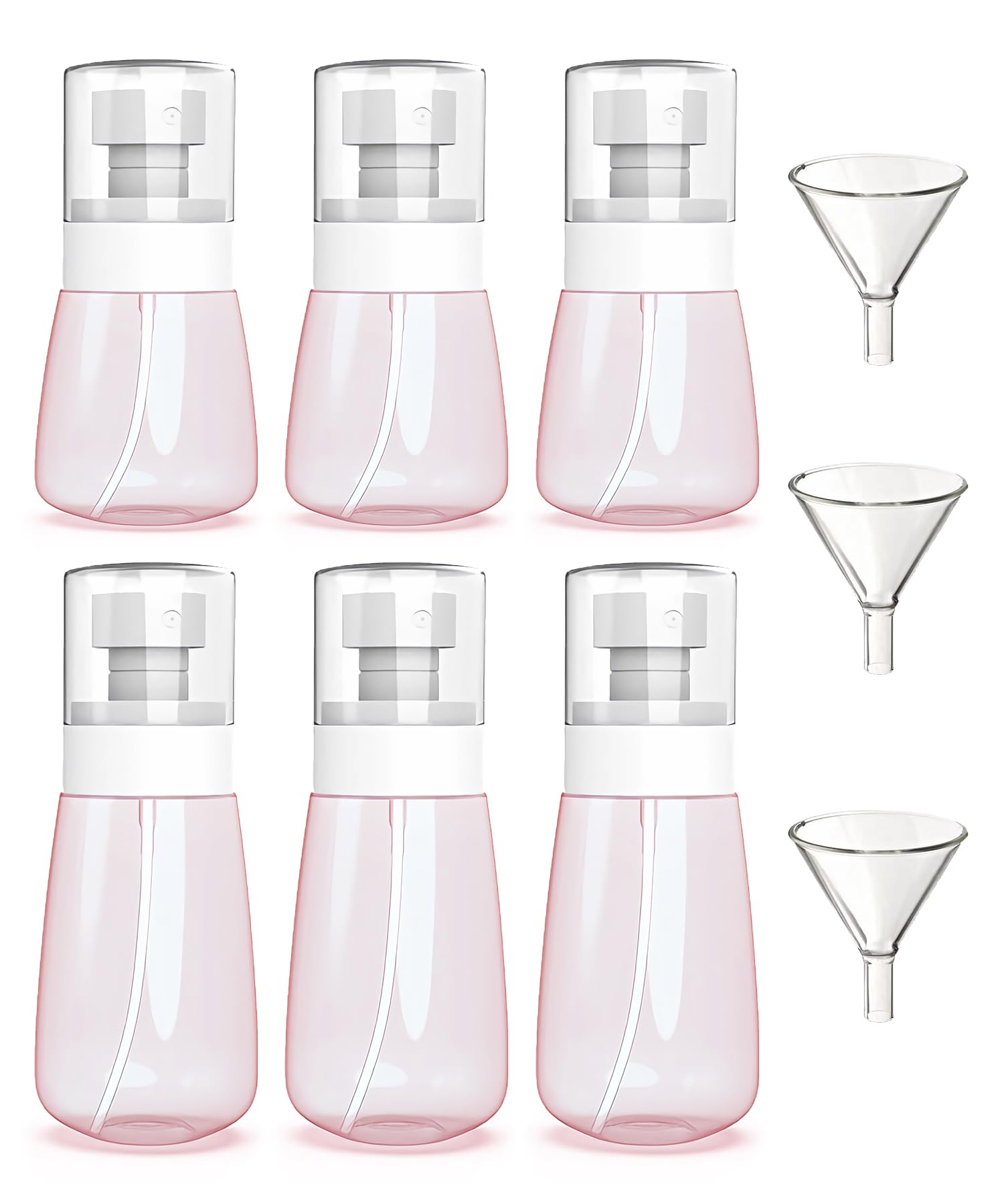 Photo 1 of * missing two*
Uadbau 6 Pack Small Spray Bottles - Travel Size 3 Pack 1oz/30ml and 3 Pack 2oz/60ml with 3pcs Funnels, Fine Mist Mini Plastic Refillable Spray Bottles - Pink