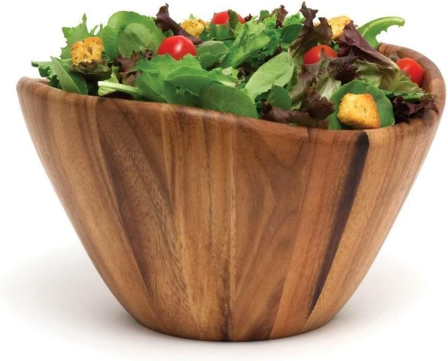 Lipper International Acacia Wave Serving Bowl for Fruits or Salads, Large, 12" Diameter x 7" Height, Single Bowl: Serving Bowls: Kitchen & Dining