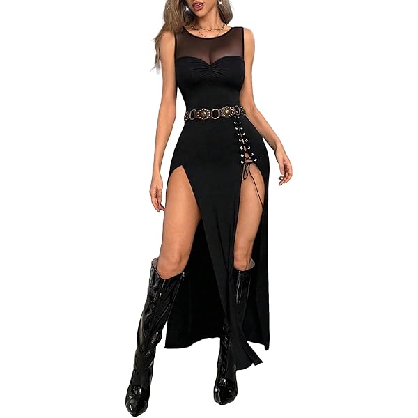 Amazon.com: GothDark Vintage Black Goth Dress High Slit V Neck Eyelet Rope Sexy Party Club Prom Dresses : Clothing, Shoes & Jewelry Amazon.com: GothDark Vintage Black Goth Dress High Slit V Neck Eyelet Rope Sexy Party Club Prom Dresses : Clothing, Shoes & Jewelry