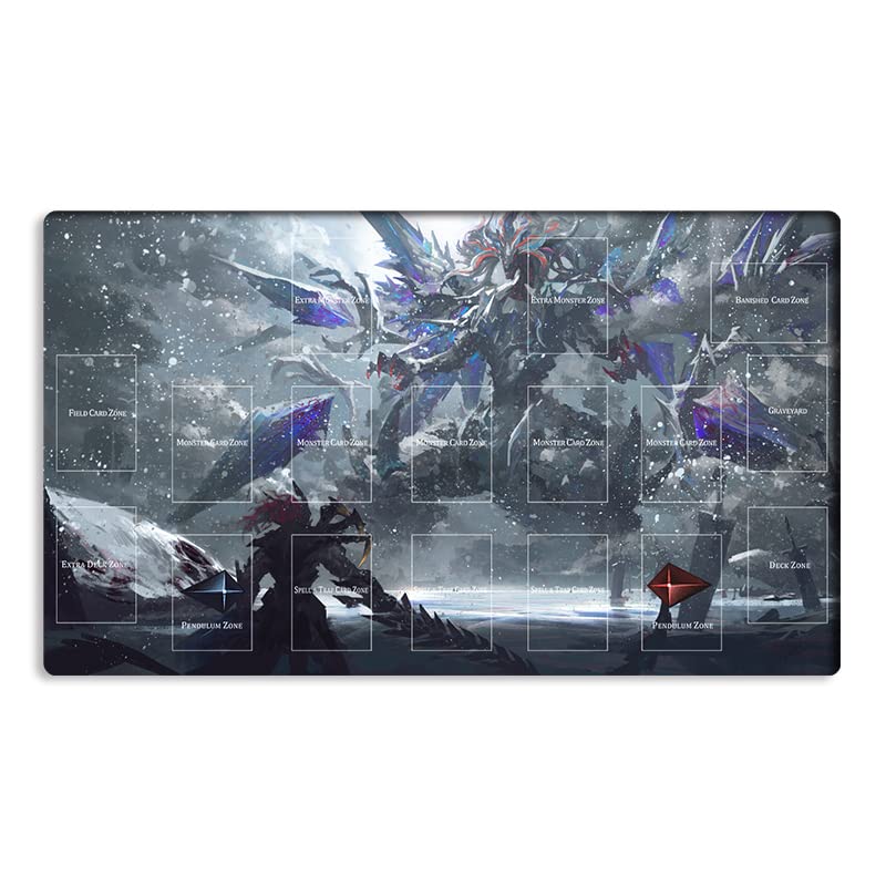 Mlikemat New Playmat Mirrorjade The Iceblade Dragon TCG CCG OCG Trading Card Game Mat with Zones + Free Bag (ZD039-893-A)