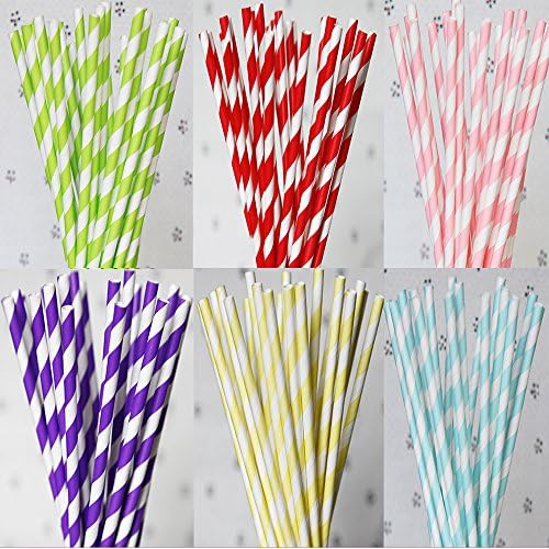 150PCS Paper Drinking Straws, Eco-Friendly Straw Perfect for Wedding, Birthday Party or any Themed Party (Stripe)