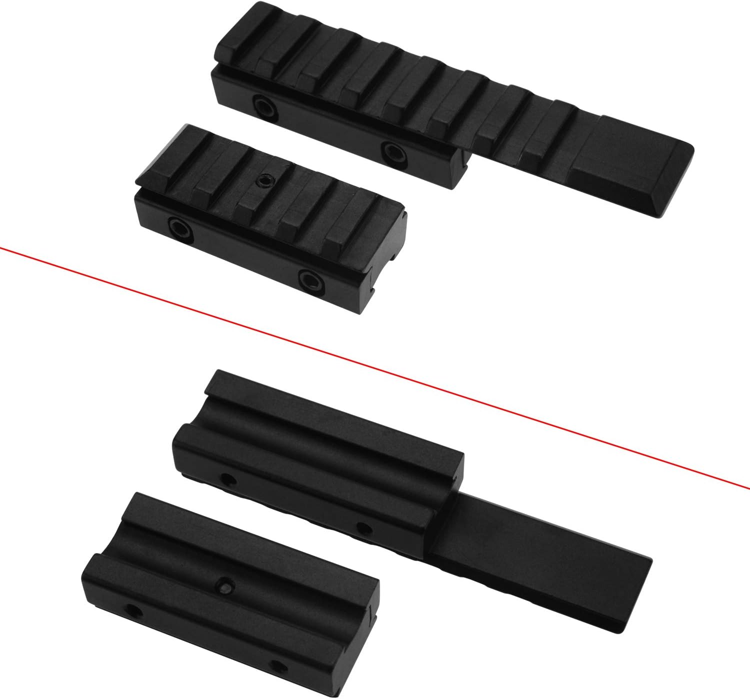 Black & 3/8 Dovetail to Picatinny Rail 5Slot 8Slot Aluminum Picatinny