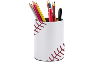 XUWU Ball Lace Baseball Pen Holder Pencil Organizer Cute Pencil Cup Desk Decor Makeup Brush Holder PU Multifunctional Office Suppliesfor Home Classroom School