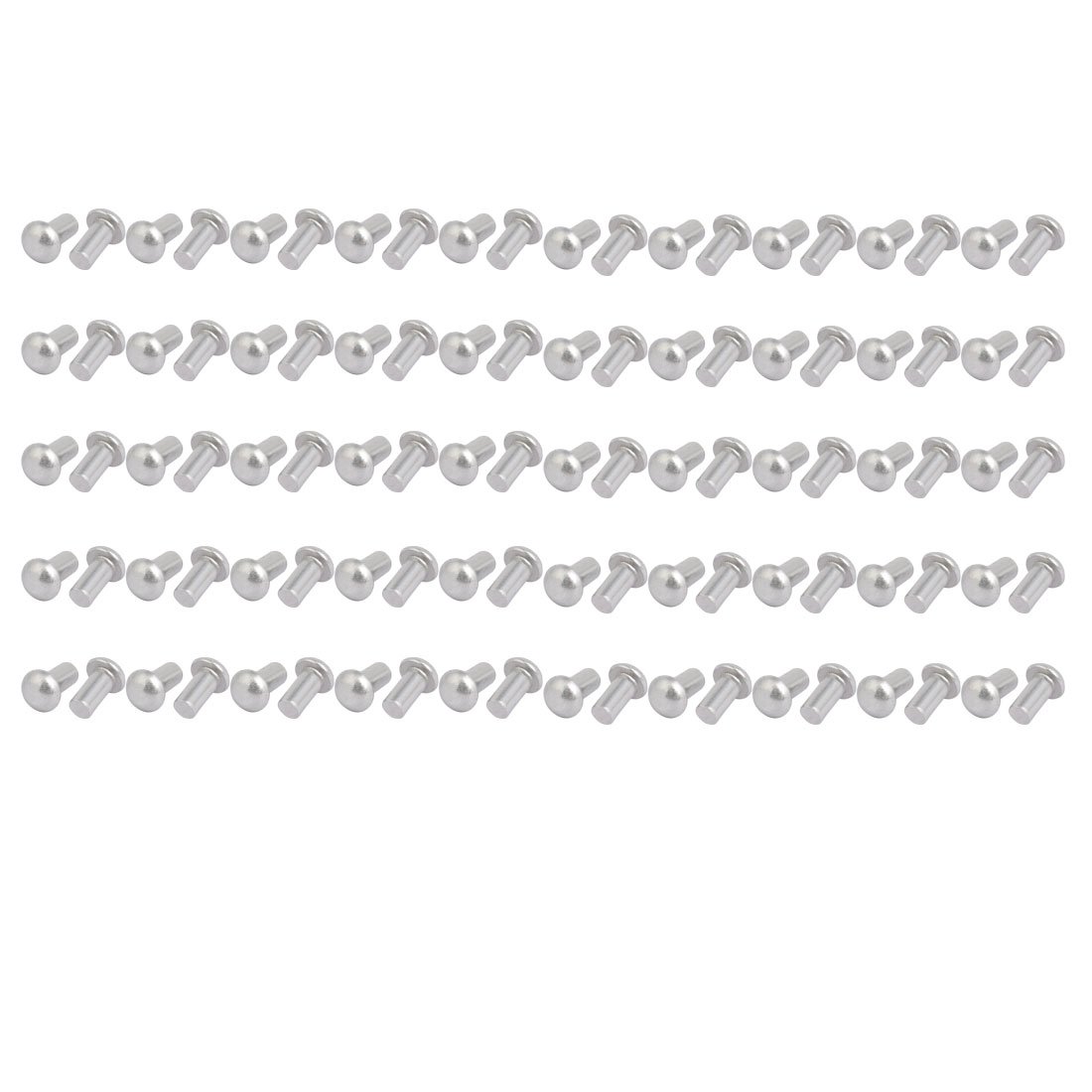 Sourcingmap 100pcs M4 x 8mm Aluminum Half Round Head Solid Rivet Fastener Silver Tone