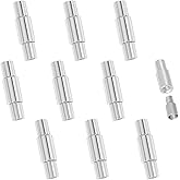 CHGCRAFT 10Pcs Brass Screw Clasps Platinum Plated 3mm Hole Tube Fastener Cord End Caps for DIY Jewelry Bracelet Necklace Making (18x5mm)