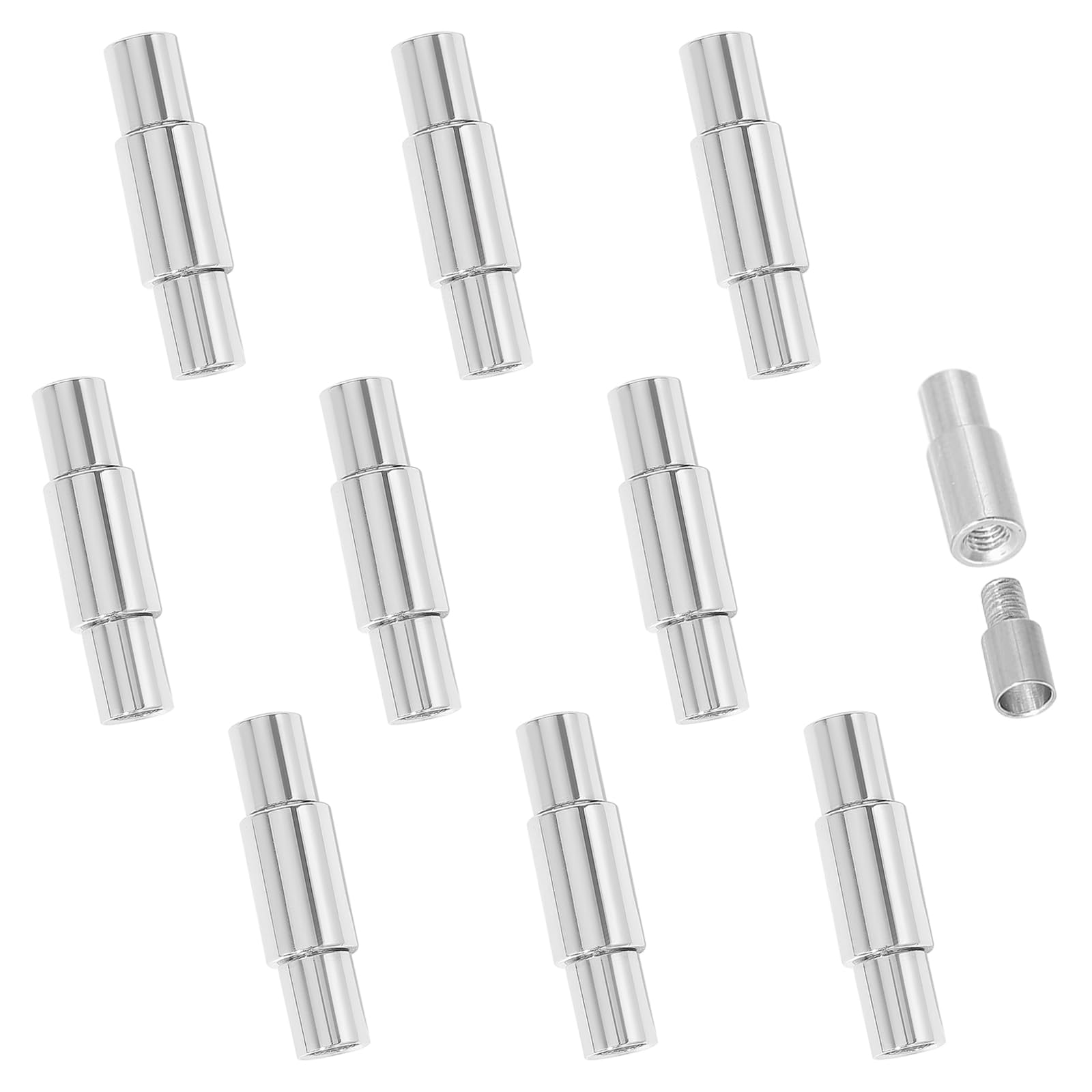 CHGCRAFT 10Pcs Brass Screw Clasps Platinum Plated 3mm Hole Tube Fastener Cord End Caps for DIY Jewelry Bracelet Necklace Making (18x5mm)