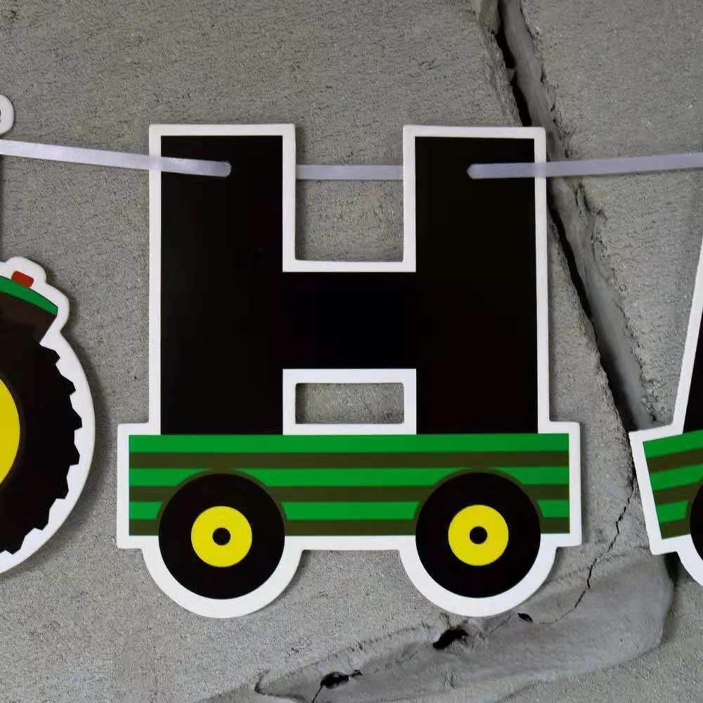 Tractor Themed Birthday Banner, Baby Shower Party Decoration, Green, 139.7 cm x 12.19 cm - Image 4