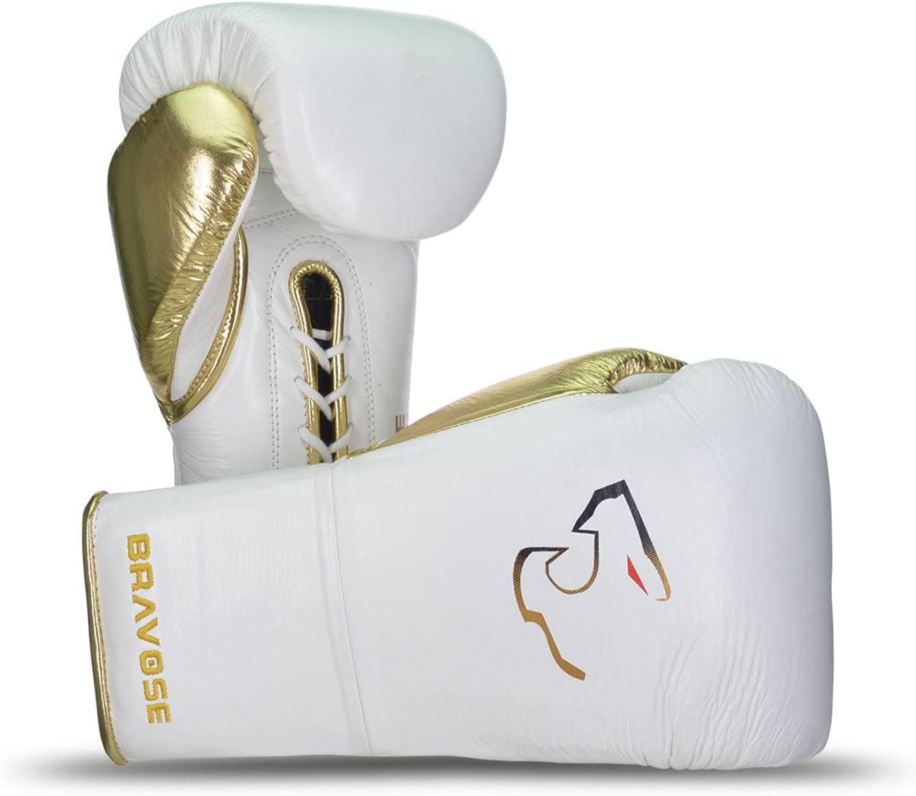 BRAVOSE Lace Up Boxing Gloves Elite 2.0 Pro Professional Laced Boxing Gloves for Punching Bag Training Sparring MMA Kick Boxing Muay Thai Made By Premium Cow Hide Leather