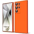oakxco for Samsung Galaxy S24 Ultra Phone Case Liquid Silicone, Neon Bright Solid Color, Thin Slim Soft Rubber Gel Matte TPU Plain Simple Cover for Women Girl Cute, Neon Orange