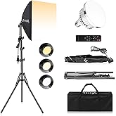 Softbox Lighting Kit, Skytex 16x16in Soft Box | 85W 2700-6400K E27 LED Bulb, Continuous Photography Lighting Kit Photo Studio