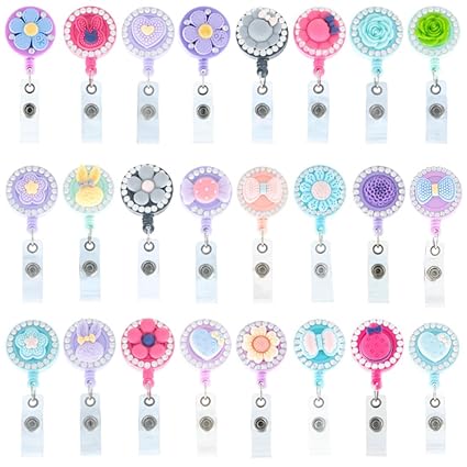 Soleebee Zufällige 12 Stk Ausweishülle Jojo Ausweisjojo Schlüsselanhänger Ausweishalter Retractable Key Ring Ziehen mit 360 °