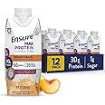 Ensure Max Protein Creamy Peach Nutrition Shake | 30g Protein, 1g Sugar, 4g Fiber Blend | 12 Pack