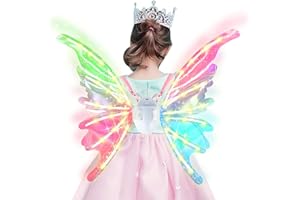 NICENICY Electric Butterfly Wings for Girls, Light Up Moving Fairy Wings, Toy for Kids as Halloween Christmas Birthday Gift