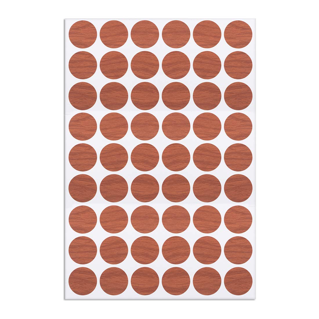 sourcing map Screw Hole Covers Stickers Textured Plastic Self Adhesive Stickers for Wood Furniture Cabinet Shelve Plate 21mm Dia 54pcs in 1Sheet Cherry