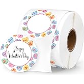 Whaline Valentine's Day Heart Direct Thermal Labels Stickers Conversation Heart Round Self-Adhesive Printer Decals for DIY Candle Name Tag Logo Design, 500 Pcs