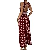 Verdusa Women's Polka Dots Backless Dress Sleeveless Going Out Long Dresses Brunch Outfits