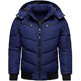 HOOD CREW Men’s Winter Coats Windproof Thicken Padded Parka Warm Puffer Jackets with Removable Hood