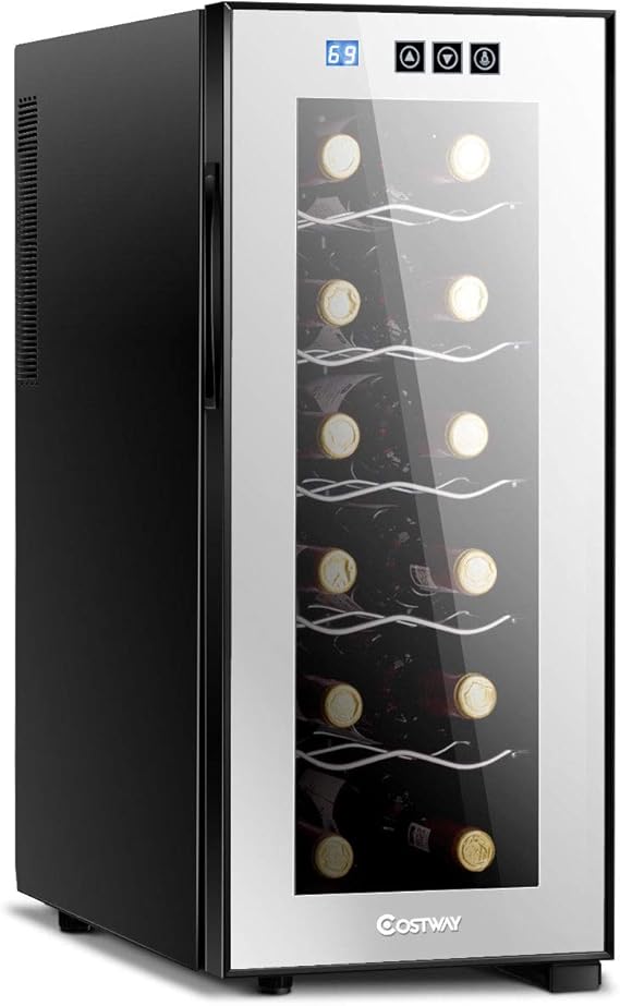 COSTWAY Wine Cooler, 12 Bottles Freestanding Champagne