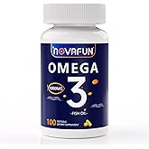 Novafun Omega 3 Fish Oil 1000mg Softgels, Omega 3 Fatty Acid Supplement with EPA and DHA, Support Heart, Brain, Eye Health, 100 Count