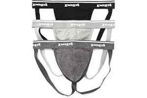 papi Men's 3-Pack Jockstrap, Athletic Supporter, Breathable Male Workout Underwear