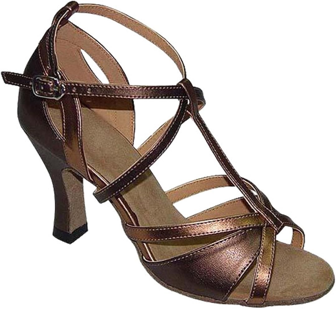 Brown Latin dancing shoes for lady 2.5"heel ballroom dance wear full
